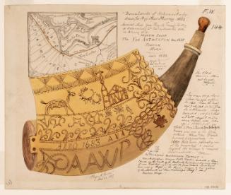 Powder Horn: The Van Antwerpen (FW-144), with Carving Unfurled and a Map Vignette of Albany, New York