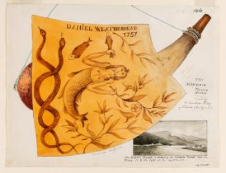 Powder Horn: The Mermaid (FW-146), with Carving Unfurled and a Landscape Vignette of Crown Point, New York