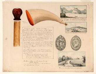Powder Horn: David Williams, a Captor of Major Andre (R-30), with Three Vignettes Scenes of West Point, New York, and Vignettes of David Williams' Cane and Award Medal
