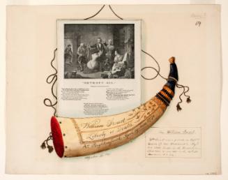 Powder Horn: William Swart (R-59) with Vignette Scene of the Men of an American Colonial Family Preparing to Join the Revolutionary Forces, 1776, with William Cullen Bryant's Poem "Seventy-Six"