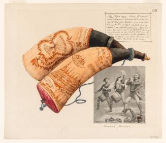 Powder Horn: The Thirteen United States (R-153), with a Printed Vignette Scene of Yankee Doodle