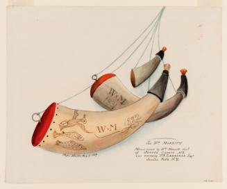 Three Powder Horns: William Merritt, Owner [1822, 1831, and unmarked] (H-3)