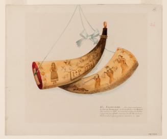 Powder Horn: W. Vosburgh (H-26), Two Sides Depicted