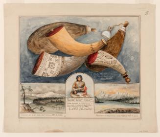 Five Powder Horns: Alaskan Indian (I-2), with Vignettes of Two Mountain Ranges in Alaska, and a Portrait of an Indian Woman