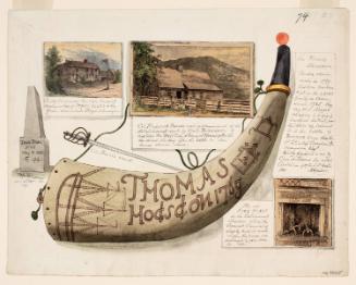 Powder Horn: Thomas Hodsdon (FW-74), with Vignettes of Two Historical Houses, a Fireplace and a Tomb