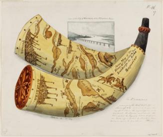Powder Horn: The St. Lawrence (FW-7), Two Sides Depicted, with a Vignette of Montreal, Canada