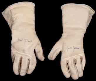 Racing gloves autographed by Janet Guthrie
