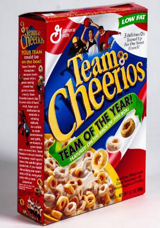 Team Cheerios cereal box signed by the Warwick Munchkins