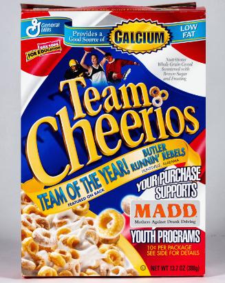 Team Cheerios cereal box signed by the Butler Runnin' Rebels