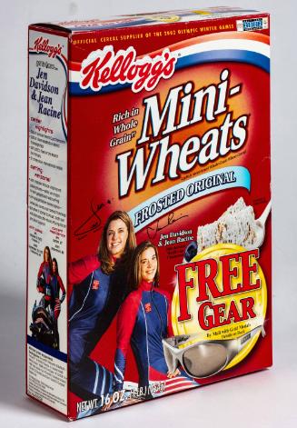 Mini Wheats cereal box featuring Jen Davidson and Jean Racine