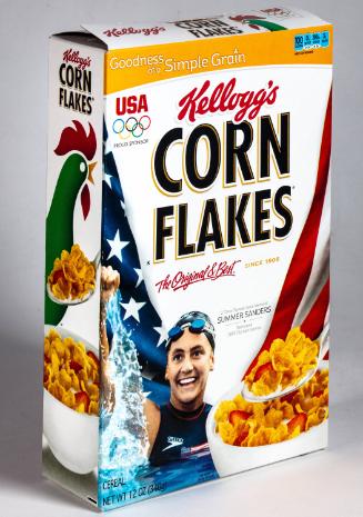 Corn Flakes cereal box featuring Summer Sanders