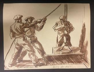 Hoisting Ash Barrels, from the Series "59th Street Drawings"