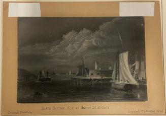 Nocturnal View of the North Battery at the Foot of Hubert Street, New York City: Illustration for the "New York Mirror"