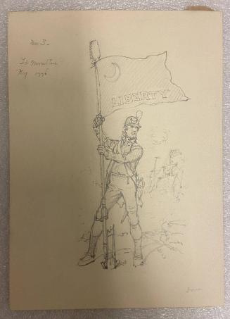 Study of the Fort Moultrie Flag, 1776; verso: Study of Colonial Man in Doorway