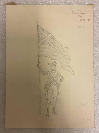 Study of the "Grand Union" Flag, 1776-77; verso: Study of Two Colonial Men on Staircase