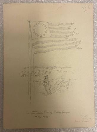 Study of First Stars and Stripes at Valley Forge, 1777-78; verso: Study of Two Colonial Men on Staircase