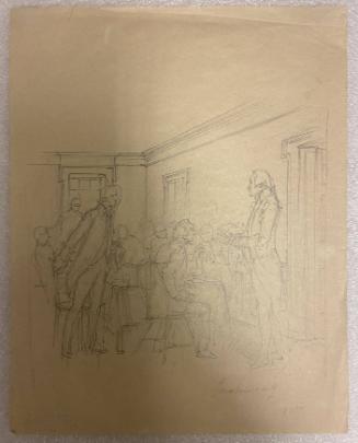 Washington and Officers in the Dey Mansion, Preakness, New Jersey; Study of Men Dining