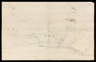 Sketch of a Town on the Hudson River; verso: landscape with a dam on a river