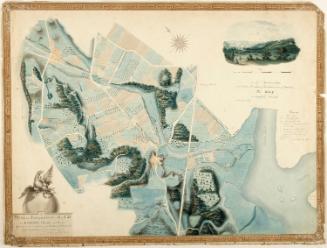 Military Map of Harlem Heights with Landscape Vignette at Upper Right