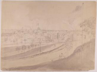 View of Fort Greene Park and the New York Navy Yard, Brooklyn, New York; verso: sketch same view