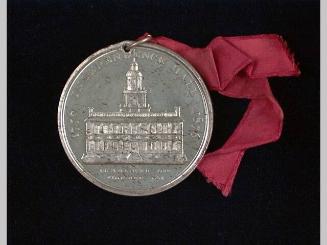 Medal w/ribbon in box: Independence Hall 1776-1876