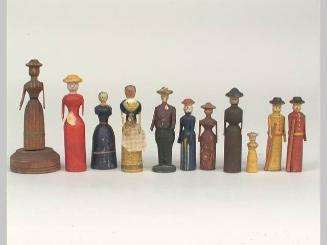 Collection of 5 wooden dolls