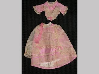 Doll's dress: 3 piece pink silk ensemble
