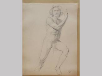 Sketch of a Seated Male Nude, Hand Pointing Upwards