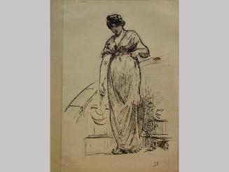 Sketch of a Woman Holding a Basket[?]