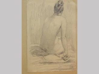 Sketch of female nude, seen from behind