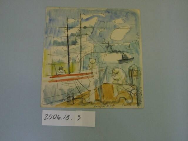 Sailing Scene: Study for a Mural at Greenpoint Hospital, Brooklyn; verso: abstract sketches