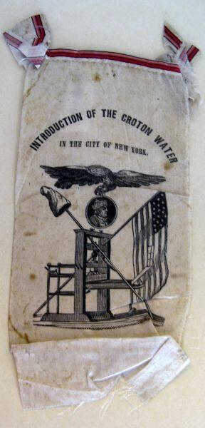 Silk ribbon from the Croton Aqueduct Celebration, New York City, 1842
