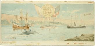 "Half Moon" and "Clermont" in Hudson River, New York