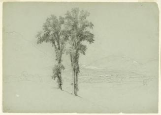 Mountainous Landscape with Two Trees; verso: study of mountainous landscape