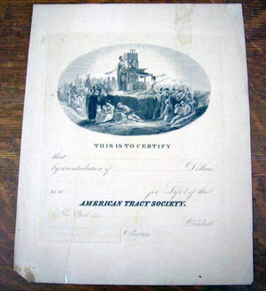 American Tract Society Certificate