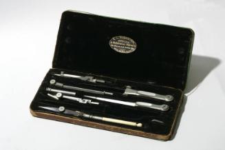 Set of drawing instruments in case