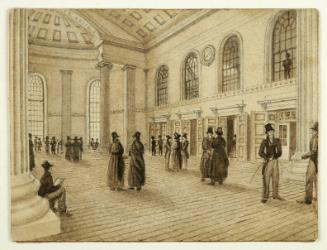Public Room, New York Merchants' Exchange, New York City: Study for Plate 9B of "Bourne's Views of New York"