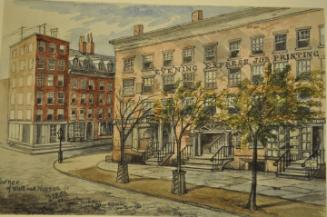 Corner of Wall and Nassau Streets in 1856, New York City