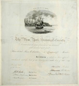 Certificate of New-York Historical Society