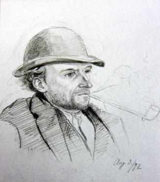 Man Wearing a Hat and Smoking a Clay Pipe; verso: Landscape Study
