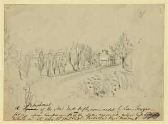 Sketch of the Detachment of the Company of the New York Rifles Firing on Company B of the Same Regiment for Mutiny, near Willett's Point, New York, 9 September 1861; verso: sketch of riflemen