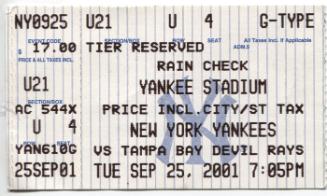 Yankee Stadium ticket stub