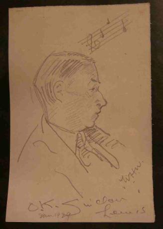Portrait of Sinclair Lewis (1885-1951) with Fragment of Musical Score