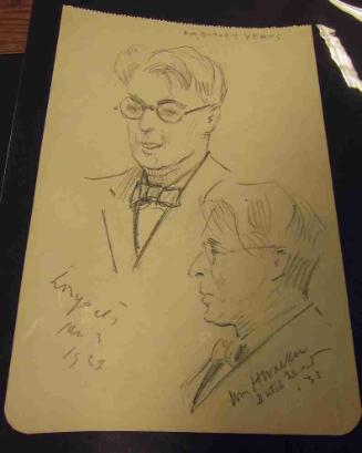 Two Portraits, One in Profile of William Butler Yeats (1865-1939)