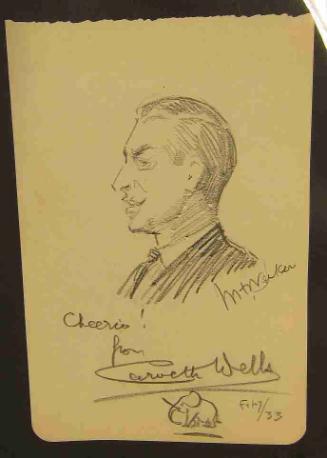 Profile Portrait of Carveth Wells (1887-1957), With a Marginal Elephant Drawn by Sitter
