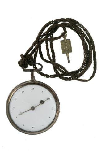 Pocket watch, chain and key