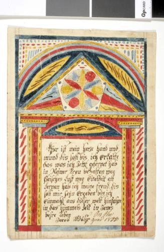 Fraktur: "Hier ist mein herze hand und mund...(Here are my heart, hand, and mouth . . .)", Prayer