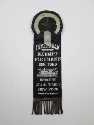 Ribbon badge: In Memoriam Exempt Fireman's Ben Fund Assoc...N.Y.