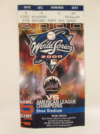2000 World Series ticket for game 5