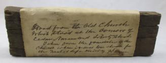 Wood fragment from Old Dutch Church w/document